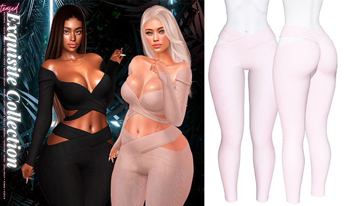 Teased - Exquisite Crossover Leggings Powder *Updated* for LaraX