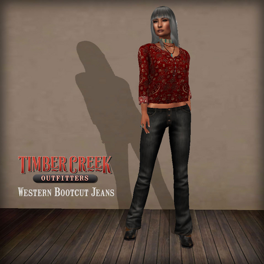 [Timber Creek] Bootcut Western Jeans-Black Wash