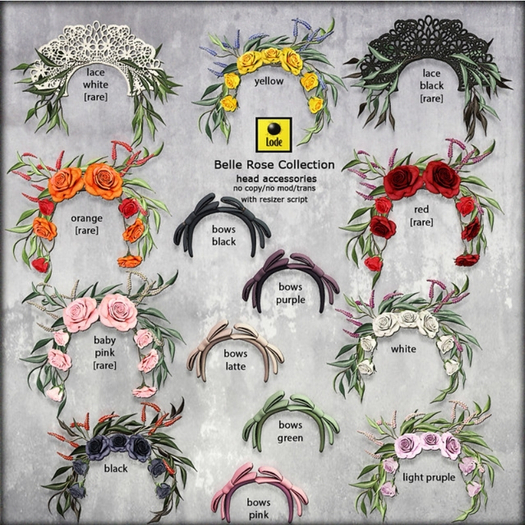 *LODE* Head Accessory - Belle Rose Bows [black]