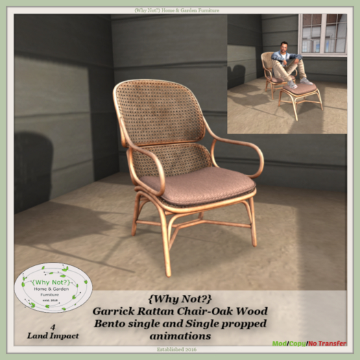 {Why Not?} Garrick Rattan Chair-Oak Wood-Boxed
