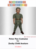 * KC * Peter Pan Costume for Zooby Child Avatar