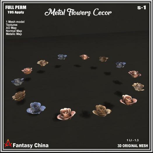 Full Perm Metal Flowers Decor s-1