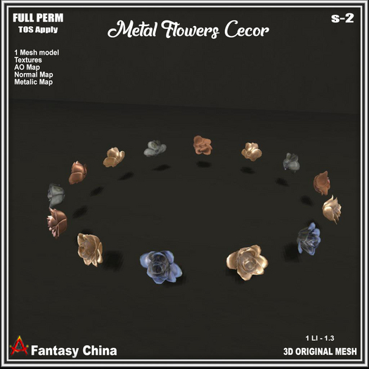 Full Perm Metal Flowers Decor s-2 