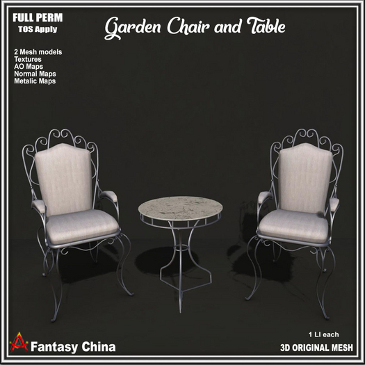 Full Perm Garden Chair and Table