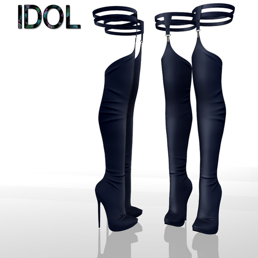 Navy Strapped Boots