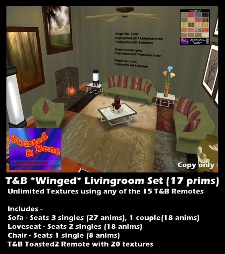 T&B Texture Changing Winged Sofa Livingroom Set