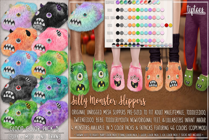 . tiptoes - Silly Monster Gloop Slippers - Color Pack 5