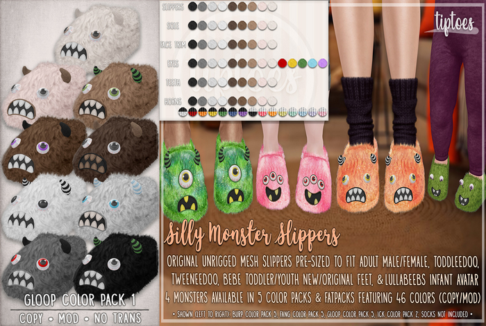 . tiptoes - Silly Monster Gloop Slippers - Color Pack 1