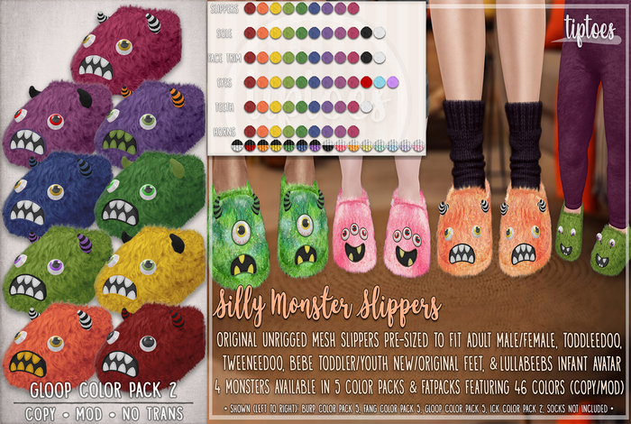 . tiptoes - Silly Monster Gloop Slippers - Color Pack 2