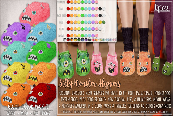 . tiptoes - Silly Monster Gloop Slippers - Color Pack 3
