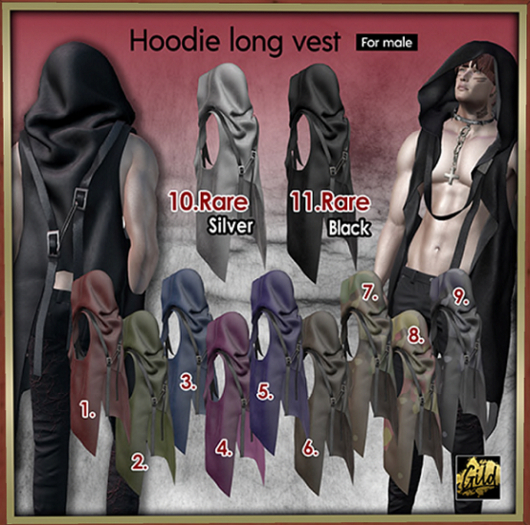 10 Legacy RARE (GILD) Hoodie Long Vest - Silver RARE