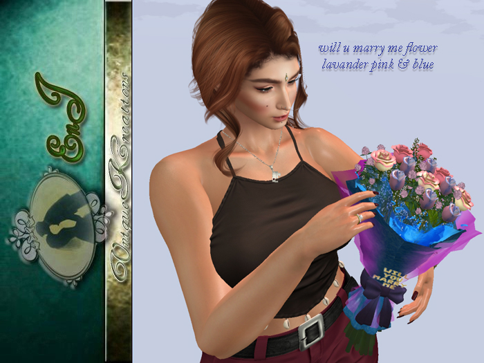 will u marry me fllower  lavander pink & blue