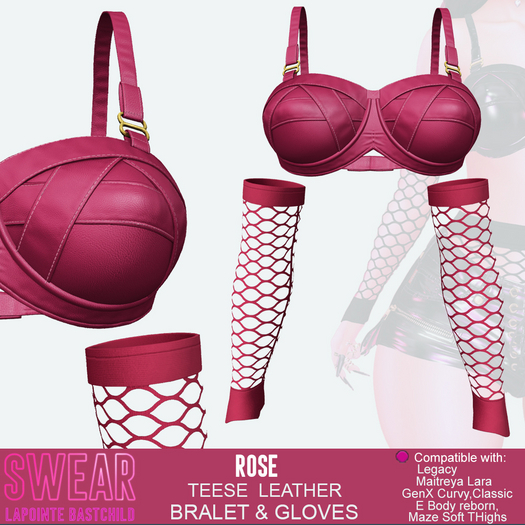 Leather Bra - Teese Leather Bralet ROSE