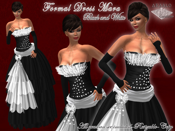 Formal Dress Mara - Black and White * Valentine's Day Promo * 