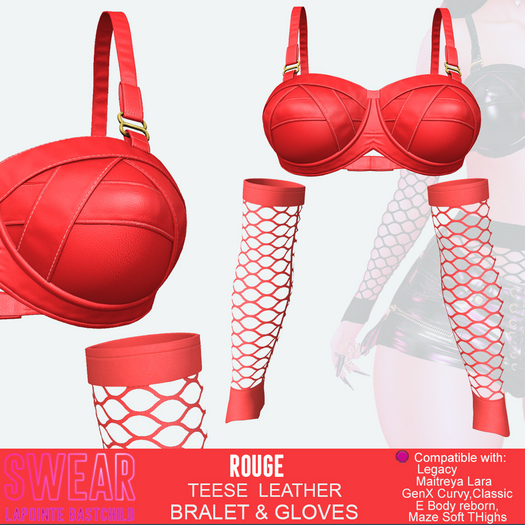 Leather Bra - Teese Leather Bralet ROUGE