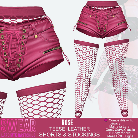 Leather Shorts - Teese Leather Shorts ROSE