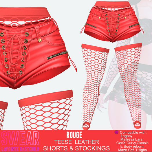 Leather Shorts - Teese Leather Shorts ROUGE
