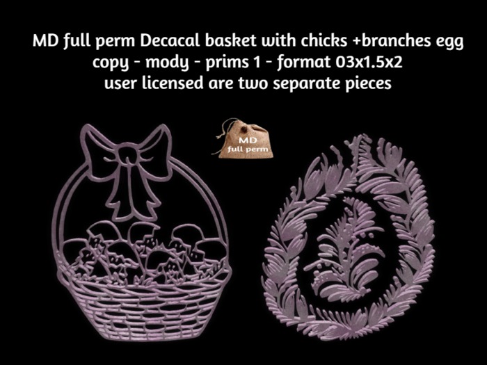 MD full perm Decacal basket with chicks +branches egg