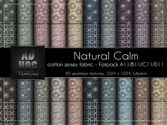 AD HOC - NATURAL CALM - Fatpack A11-B11-C11-D11 - Cotton Jersey Fabric (flower & delicate pattern)