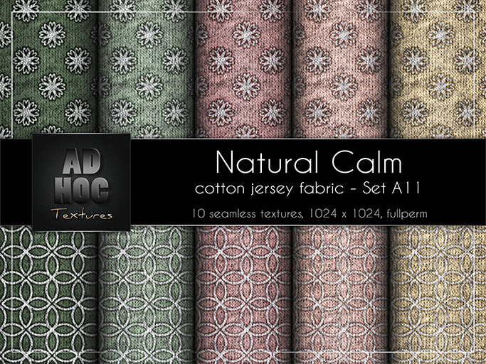 AD HOC - NATURAL CALM - Set A11 - Cotton Jersey Fabric (flower & modern, delicate pattern)