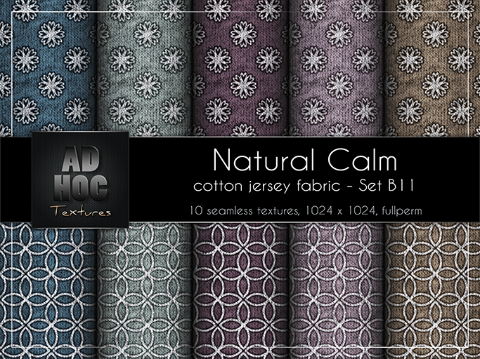 AD HOC - NATURAL CALM - Set B11 - Cotton Jersey Fabric (flower & modern, delicate pattern)