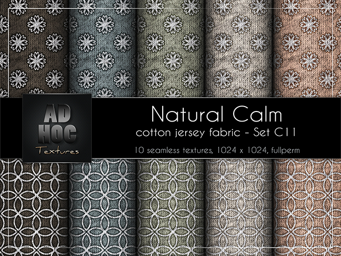 AD HOC - NATURAL CALM - Set C11 - Cotton Jersey Fabric (flower & modern, delicate pattern)