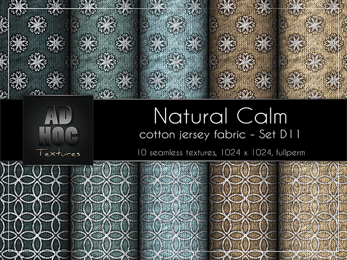 AD HOC - NATURAL CALM - Set D11 - Cotton Jersey Fabric (flower & modern, delicate pattern)
