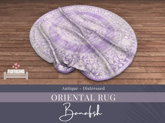 Furnicha - Distressed Vintage Oriental Round Rug - Banafsh
