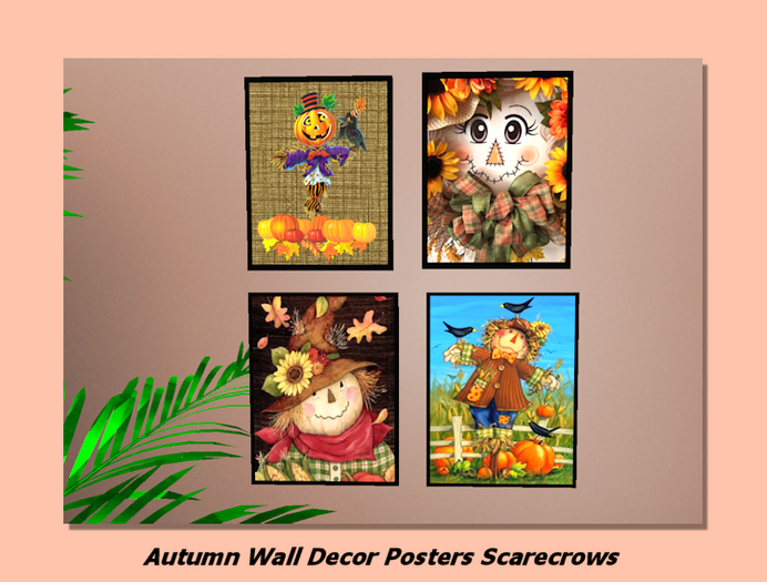 Autumn Wall Decor Posters Scarecrows-full perm textures