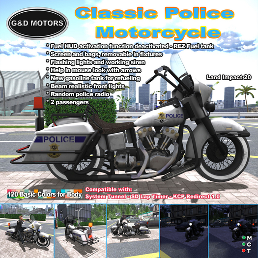 G&D MOTORS Classic Police Motorcycle 