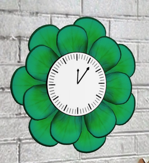 Lovely Green Flower wall clock - works (trans) Large