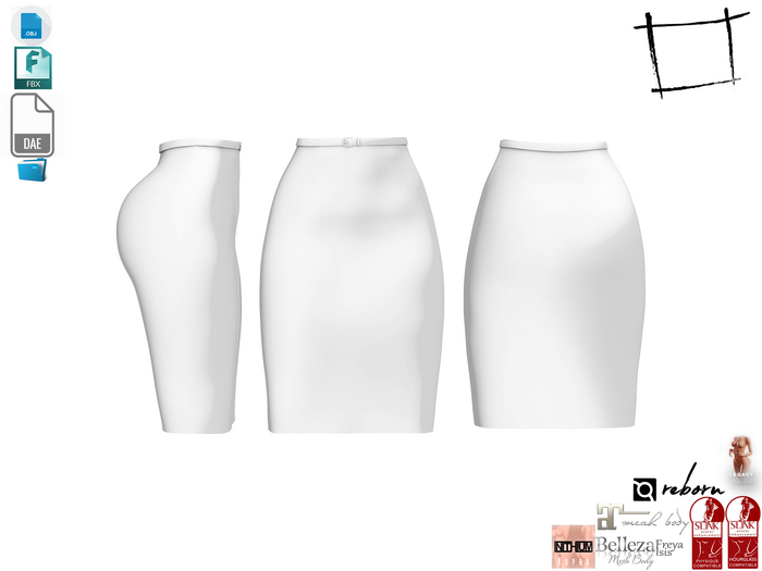 Dae Obj FBX For Knee Length Pencil Skirt With Slim Belt Maitreya Slink Physique Hourglass Belleza Legacy Reborn Kupra
