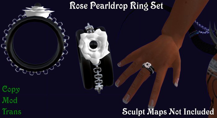 Rose PearlDrop Ring Set