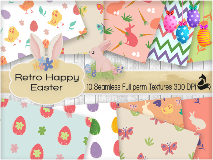FF Retro Happy Easter Seamless Textures