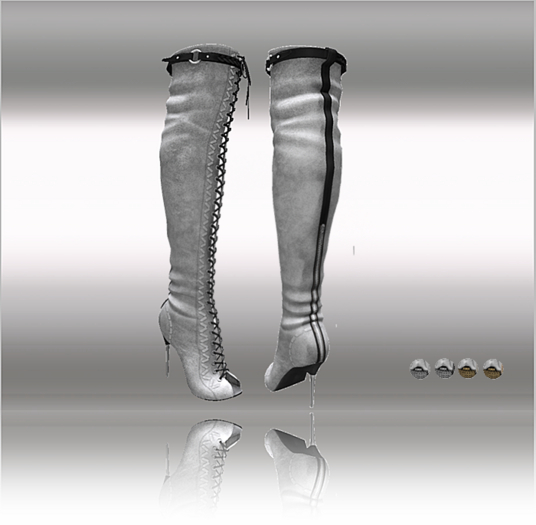 Second Life Marketplace - Over The Knee Lace Up Boots white Color HUD ...