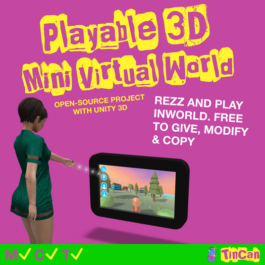 TinCan Playable 3D Mini Virtual World - FULL PERM