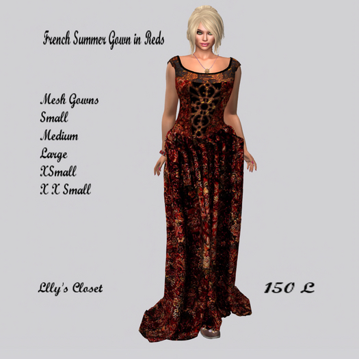French Summer Gown in Reds