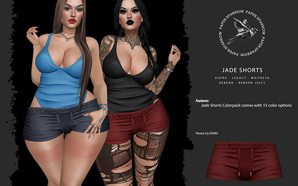 Paper.Sparrow Red Jade Shorts