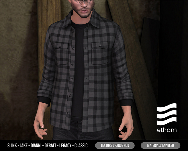 etham - Jason Shirt Jacket - Plaid Grey