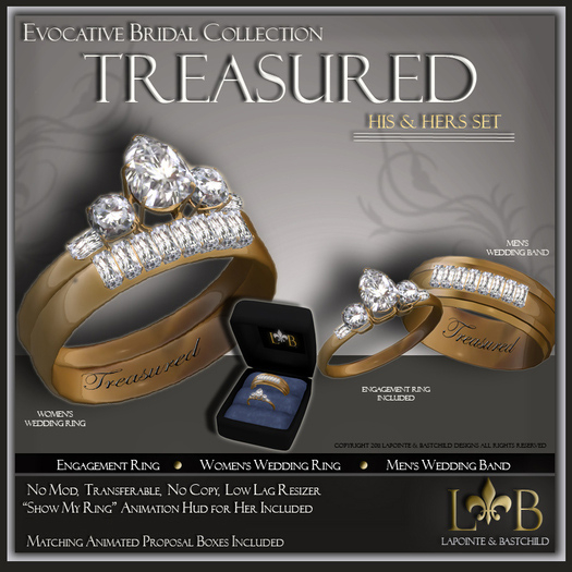 Wedding Ring Set - Gold - Treasured Pear - Wedding Ring Band, Wedding Ring Set, Engagement Ring