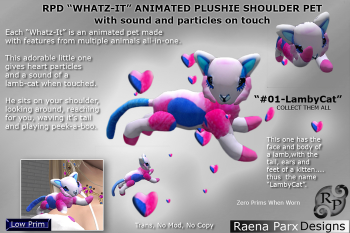 "Whatz-It" - "#01-LambyCat" Animated Shoulder Pet - RPD - NEW!!!