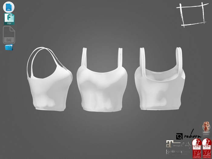 Dae Obj FBX For Spaghetti Shoulder and Chest Straps Top Maitreya Slink Belleza Isis Freya Legacy Reborn