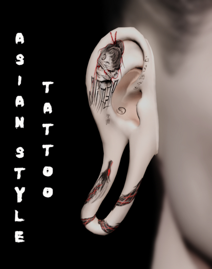 PROFANATION Asian Style Tattoo Swallow Dropped Ears