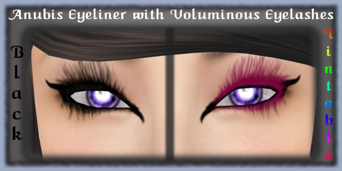 ANUBIS Eyeliner with Black & Tintable VOLUMINOUS Eyelashes (Thin & Thick Eyeliner) - Tattoo Eye Makeup
