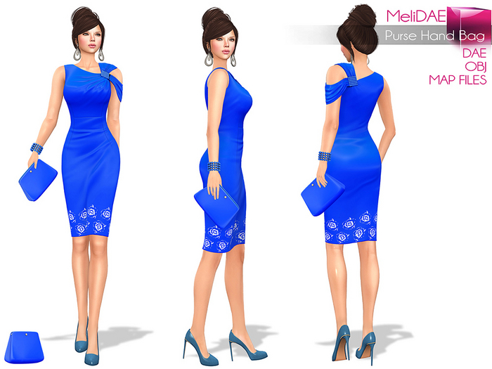 Dae, Obj, FBX, And Texture Files Blue Purse Hand Bag