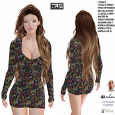 PRINTED KNIT DRESS,MESH BODY