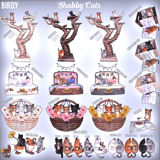 Birdy. Shabby Cats - Tree - Light [box] RARE