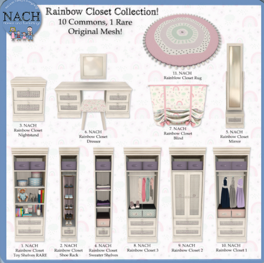 1. NACH Rainbow Closet Toy Shelves RARE