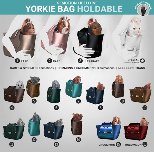 SEmotion Libellune Yorkie Bag Holdable RARE 01