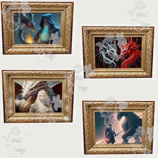 A&L - Golden Frame With Dragon Pics